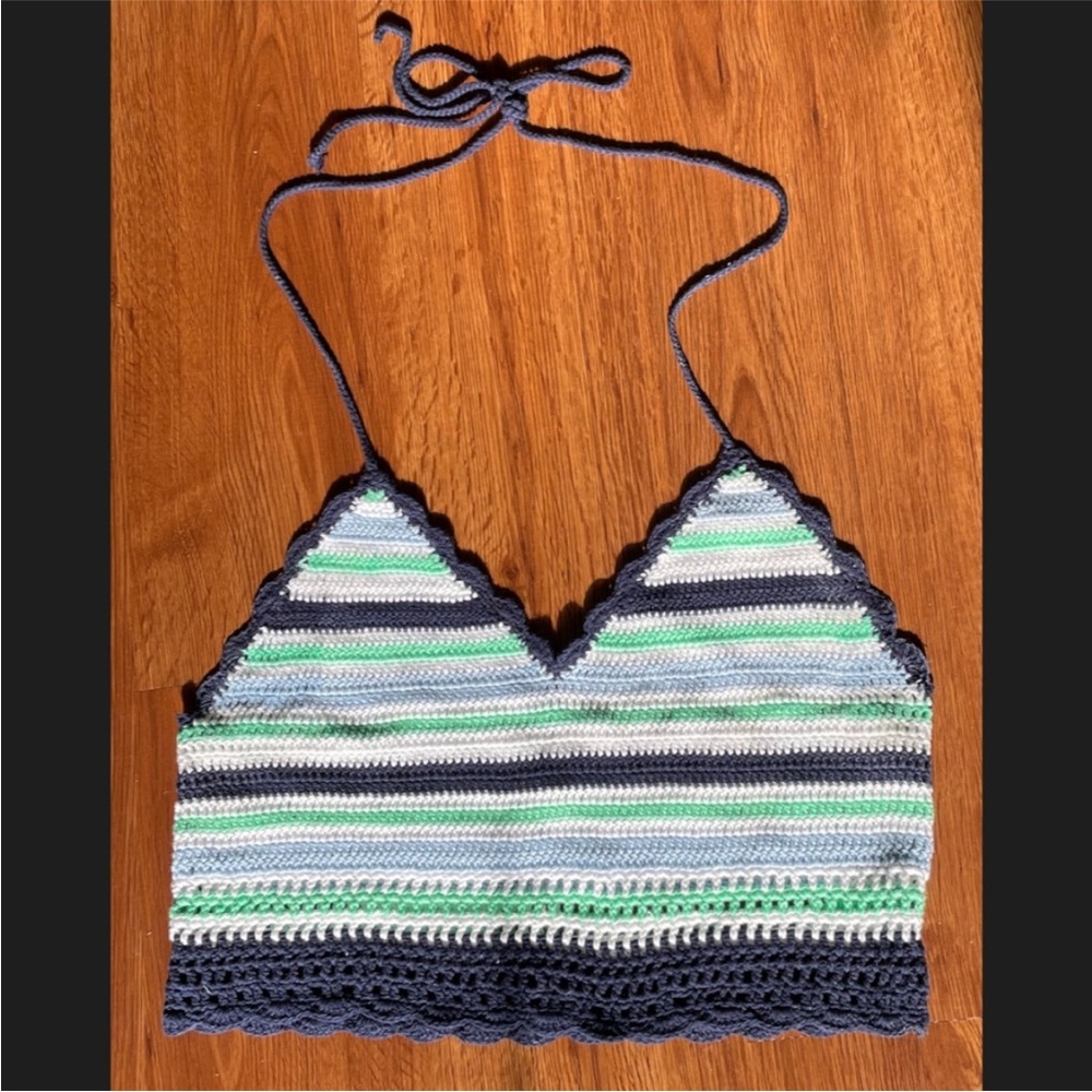 Aerie Crochet Knit Halter Crop Top